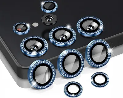 Produktbild von Kamera Linsenschutz Glas Set mit Schmucksteinen für Samsung Galaxy S25 Ultra Schutzglas Camera Linse Panzerfolie 9H Titan Blau