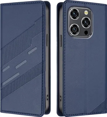 Image de Etui pour Oukitel WP52, étui en cuirPolyuréthaneavec fente pour cartes et fonction stand Blau