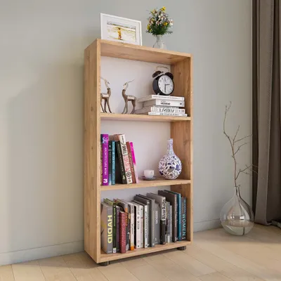 Produktbild von VCM Holzregal stehend | platzsparender Bücherregal | Maße ca. H. 108 x B. 56 x T. 20 cm | Elegante Aufbewahrung | Regal – Bulas 3 Fächer