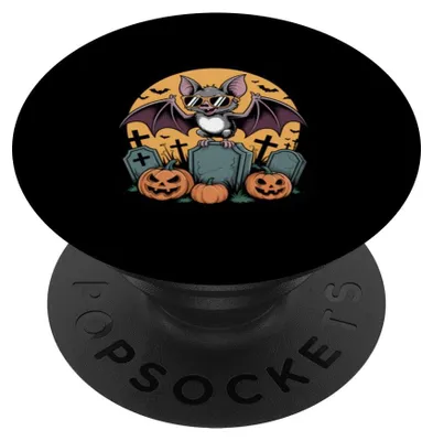 Immagine prodotto di PopSockets adesivi a forma di pipistrello di Halloween, con scritta "Creepin' It" (un modo divertente per dire "lo sto facendo")