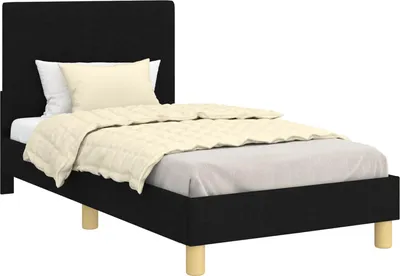 Imagen del producto de Estructura de cuna para bebé, color negro, 80 x 160 cm, con cabecera, material: tela
