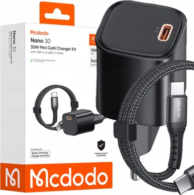 Zdjęcie produktu dla Mcdodo Szybka Ładowarka Sieciowa Zasilacz Usb Typ C 30W + Kabel Usb-C 1M