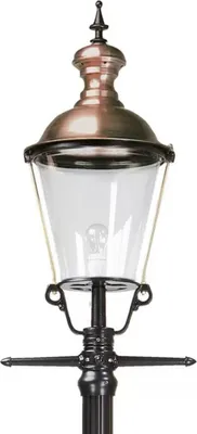 Image de Casa Padrino Lanterne de jardin Art Nouveau Noir / Cuivre 49 x 37 x H. 295 cm - Lampadaire de jardin en aluminium peint par poudrage - Eclairage nostalgique - Luminaires nostalgiques