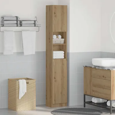 Image de Meuble de salle de bain Chêne artisanal 32x25,5x190 cm Bois d'ingénierie