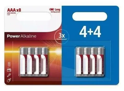 Zdjęcie produktu dla LR6 P8BP/10, baterie AAA, zestaw 8 sztuk (4 + 4 sztuki), idealne do urządzeń o wysokim poborze energii