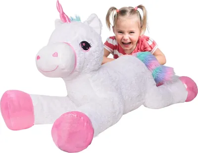 Produktbild von TE-Trend Kuscheltier Einhorn 120cm XXL Regenbogen Plüschtier Stofftier Pferd