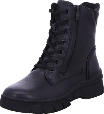 A studio shot of a black boot.