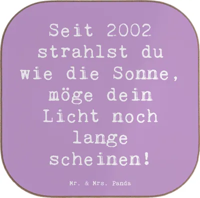 Produktbild von Mr. & Mrs. Panda Untersetzer für Gläser Spruch 2002 Geburtstag - Lavendeltraum - Geschenk, Happy Birthday, gläseruntersetzer, Jubilar, Feier, Jahrgang, Alles gut zum