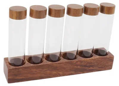 Produktbild von Omgoods - Kaffeebohnen-Aufbewahrungsbehälter - 6 Stück oder 12 Stück luftdichte Glasfläschchen mit Holzständer