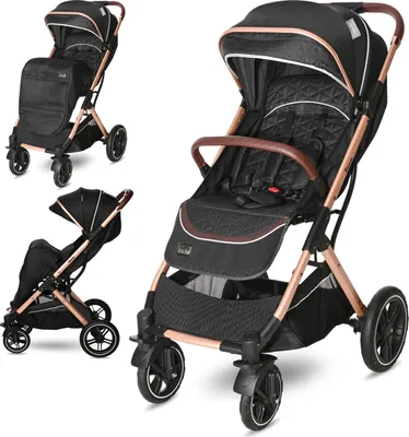 Produktbild von Lorelli Kinderwagen Storm, Reisebuggy mit Liegeposition, Baby Buggy mit Liegefunktion klein, Leicht, Nur 9,3kg, Kinderbuggy klappbar bis 22kg, Schwarz