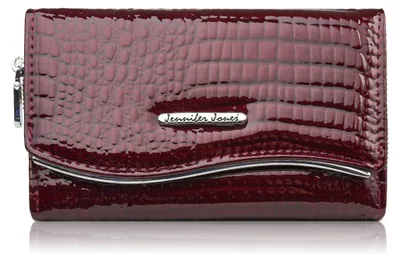 Produktbild von Damenbrieftasche aus lackiertem Leder mit Krokoprägung, bordeauxfarben SP-24-CBGD