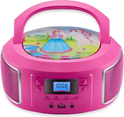 Produktbild von Przenośny odtwarzacz CD Cyberlux | odtwarzacz CD dla dzieci | port AUX-IN | port USB | radio CD/MP3 | radio dla dzieci | radio CD | system stereo | boombox | różowy