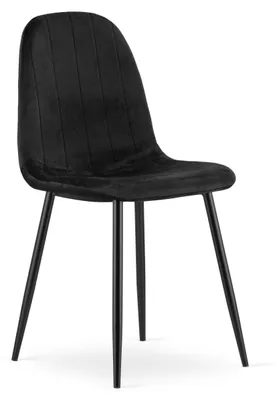 Image de Chaise - Leobert - Padva - Velours Noir/Pieds Noirs - 44,5 X 53 X 87 Cm