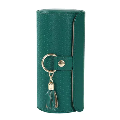 Image de Boîte à bijoux portable à 3 étages, boîte à bijoux en similicuir, rangement de voyage pour bijoux - LAYERLY Vert