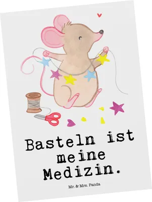 Produktbild von Mr. & Mrs. Panda Postkarte Maus Basteln - Weiß - Geschenk, Ansichtskarten, Grußkarte, DIY, Kreatives, Ansichtskarte, Fotokarte, Postkarten
