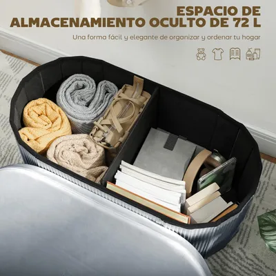 Produktbild von Aufbewahrungsbox Sitzhocker - Faltbare Sitzbank mit Stauraum - 35 L Stauraum - Fußhocker Ottomane - 38x38x38 cm - Dunkelgrau