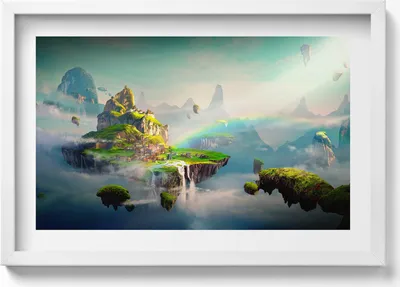 Produktbild von Chinesische Fantasieszenen– Wandbild mit Rahmen – Gerahmtes Bild  – Wanddekoration – 60x40 cm –  Schwarz Rahmen