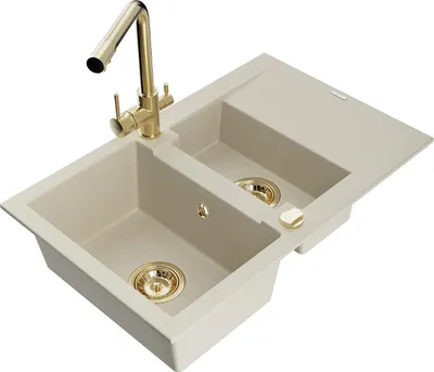 Immagine prodotto di Mexen Gaspar lavello in granito 1,5 vasca con sgocciolatoio e rubinetto da cucina Duero, beige - 6507-69-671600-50