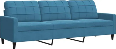 Image de Canapé à 3 places Bleu 210 cm Velours