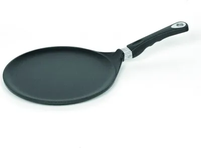 Produktbild von AMT Gastroguss Crepes PAN I-128 Omelettpfanne, 28 cm max. Durchmesser, Gusseisen/Gussaluminium, Induktionsherd-geeignet, Antihaftbeschichtung, abnehmbarer Griff