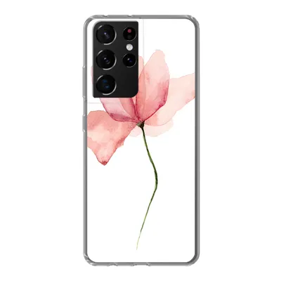 Produktbild von MuchoWow® Handyhülle Schutzhülle Hülle für Samsung Galaxy S21 Ultra Blumen - Aquarell - Rosa Silikon Softcase Handy Hülle - Mobiltelefon