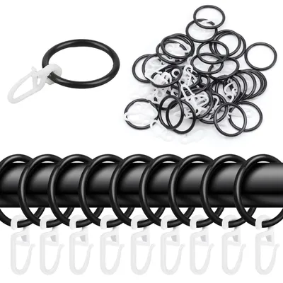 Vorhangringe mit Haken, 50 Stück, Eisen, schwarz, 30 mm
