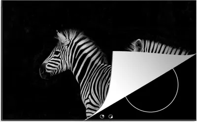 Produktbild von KitchenYeah© Herdabdeckplatte Zebra - Weiß - Tiere - Schwarz , 85x52cm, Küche Deko, Glaskeramikkochfeld Herdabdeckung, Abdeckplatte fùr Kochfeld
