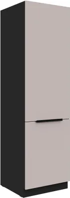 Produktbild von Küchen Hochschrank 60 cm ARONA Kaschmir beige + Schwarz matt Küchenzeile Küchenblock Küche