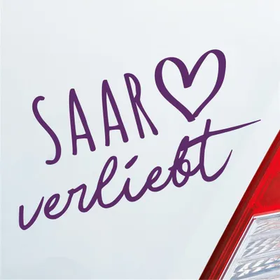 Produktbild von Auto Aufkleber Saar verliebt Herz Fluss River Wasser Water Liebe Car 19x10 cm Lila Sticker Heckscheibenaufkleber