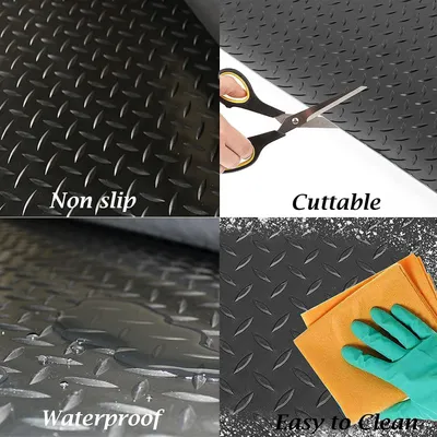 Imagen del producto de Alfombrilla antideslizante con diseño de diamante, de 1 metro por 5 metros y 3 mm de grosor, para garaje