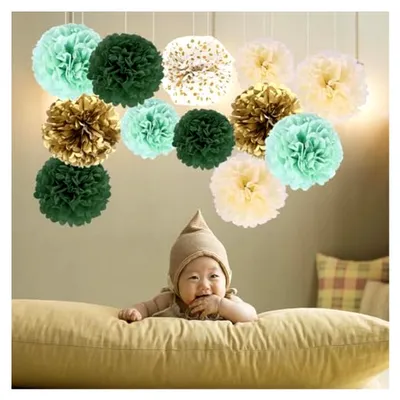 Produktbild von Pompons aus Seidenpapier für Hochzeitsdekoration in Vintage-Optik