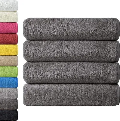 Produktbild von Unyqoos® 4er-Set Badetücher 70 x 140 cm, 400 g/m², 100% Baumwolle, Anthrazit/Grau, mit Aufhängeschlinge,  Standard 100, waschbar bis 60 °C