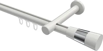 Produktbild von Interdeco Innenlaufstange / Gardinenstange mit Innenlauf Weiß, Typ Prestige Tanara (Konus Bicolor), 20 mm Ø 1-läufig, 420 cm