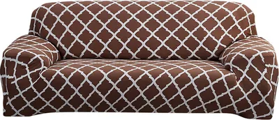 Produktbild von Stretch Sofabezug 1-teilige Polyester Elasthan Stoff Sofa Schonbezug 4-Sitzer Möbelschutzbezug mit Kissenbezug für Kinder Haustiere (Dunkelbraun)