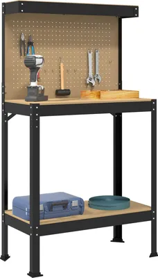 Produktbild von (Robust Möbel) Werkbänke mit Regal Schwarz 81 x 41 x 145cm Holzwerkstoff - CL370915 - Werkbänke
