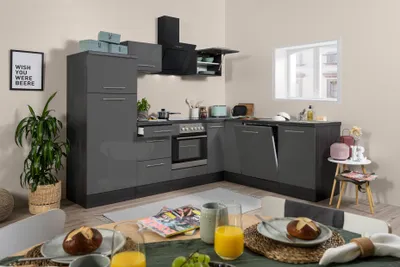 Produktbild von Küche Küchenzeile Winkelküche Eiche Grau Amanda 260 x 200 cm Respekta Premium