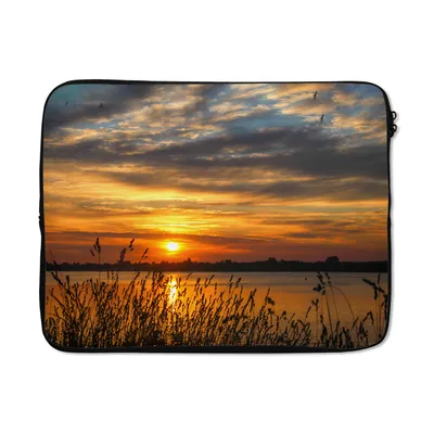 Produktbild von MuchoWow® Laptop Hülle 15 Zoll Sonnenuntergang - Meer - Horizont - Himmel - Pflanzen Laptoptasche - Laptoptasche - Sleeve - Rundum-Schutz