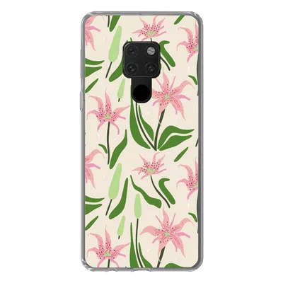Produktbild von MuchoWow® Handyhülle Schutzhülle Hülle für Huawei P40 Lite Blume - Rosa - Blatt Silikon Softcase Handy Hülle - Handy