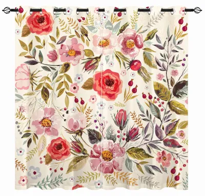 Verdunkelungsvorhänge mit Blumenmuster, 2 Paneele, 117x183 cm