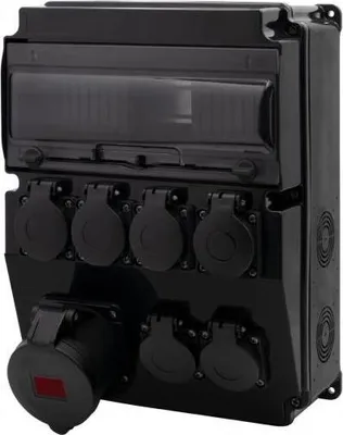Produktbild von Schwarzer Verteiler CAJA 12M SCENIC - gerade Steckdosen 16A/5P, 6x230V F3.2689