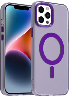 Produktbild von Handyhülle für iPhone 14, Hülle Kompatibel mit MagSafe, Schlank Durchscheinend Matt Stoßfest Schutzhülle Lila