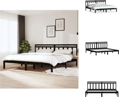 Produktbild von vidaXL Massivholzbett Schwarz Kiefer 200x200 cm -  Betten & Bettgestelle