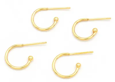 Produktbild von Vintageparts Halbcreolen 11mm aus 304 Edelstahl mit 24 K Goldbeschichtung 4 Stück