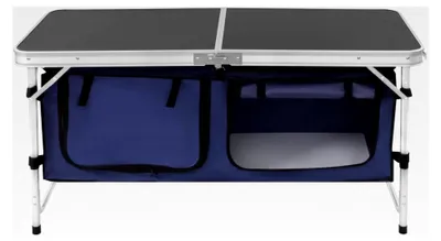Produktbild von Klappbarer Campingtisch für Outdoor-Aktivitäten mit Netztasche, Tragbarer Gartentisch, Tischplatte 120x47 cm, Höhenverstellbar 54/63/70 cm für BBQ, Camping, Party, Garten