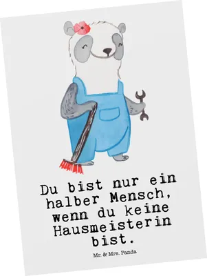 Produktbild von Mr. & Mrs. Panda Postkarte Hausmeisterin Herz - Weiß - Geschenk, Concierge, Postkarten, Fotokarte, Facility Manager, Ansichtskarten, Grußkarte, Must Have, Ansichtskarte