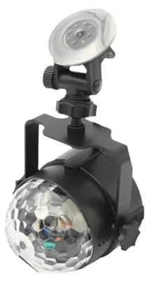Zdjęcie produktu dla INF Mini USB kula dyskotekowa z wtyczką EU - 5-LED, pilot, RGB, aktywowana dźwiękiem, obrót 360°