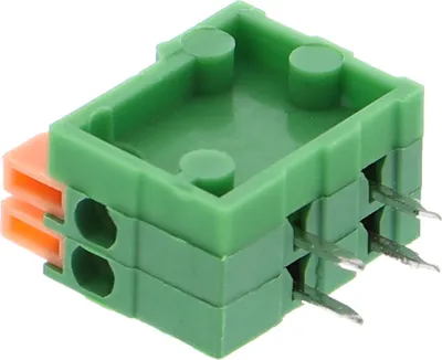 Produktbild von Federklemmenblock / Leiterplattenklemme / Printklemme / Anschlussklemme 2,54mm : 2 Kontakte Kontakte: 2 Kontakte