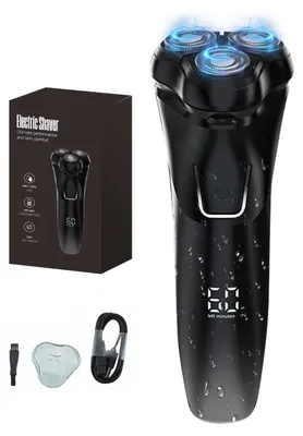Imagen del producto de Afeitadora eléctrica para hombre con cabezal flotante 4D, resistente al agua IPX7. Afeitadora eléctrica para uso húmedo y seco, con pantalla LED y recortador emergente. Autonomía de 90 minutos