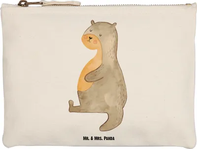 Produktbild von Mr. & Mrs. Panda Beauty Bag Otter Bauch Größe M - Weiß - Geschenk, Etui, Kulturbeutel, Satt, Essen. Foodlover, Schlampermäppchen, Kulturtasche, Zufrieden, Sportmuffel