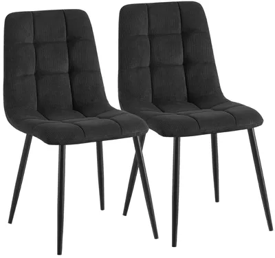 Produktbild von CLP 2er Set Esszimmerstühle Antibes Cordbezug gepolstert Rückenlehne bis 150 kg schwarz
